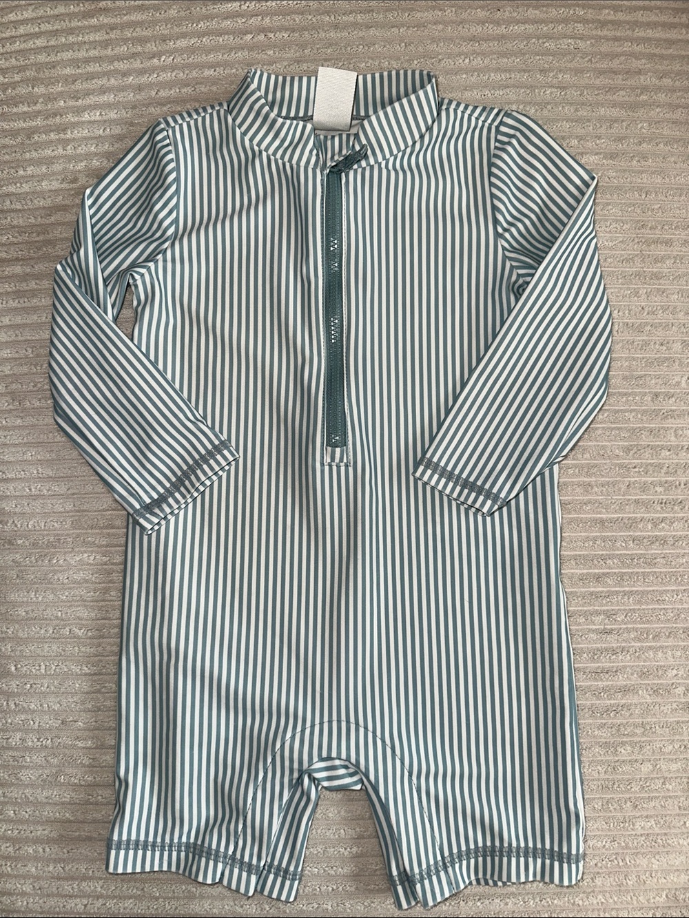 Little Planet By Carter’s Baby Striped Green Zip-Front One-Piece Rash guard